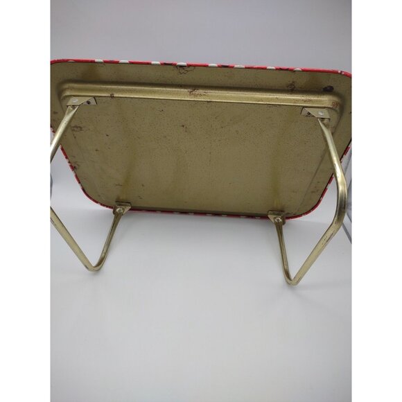 Vintage Denim Blue Jeans Red Bandana Rectangular Folding Metal Tin TV Tray, READ - Picture 10 of 16